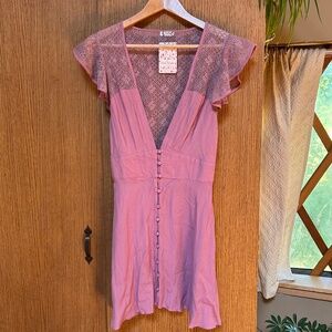 Free People XS pink lace summer dress